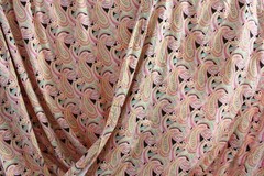 7 Yards Pink Brown Paisley Floral Fabric 100% Cotton 43×252″