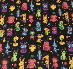 Vintage 1999 Alexander Henry Galaxy Guys Black Cotton Fabric By The Half Yard