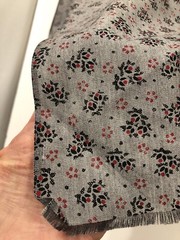 52”x 45” Cotton Polyester Blend Fabric small Floral Print: Grey, Black, Red