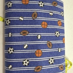 Flannel blue with Basketball Baseball Soccer Balls Football Fabric Sew Sewing