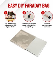 Faraday Fabric & Tape Kit for DIY Faraday Bags 44″x72″ Fabric, 197″ Tape | Mi…