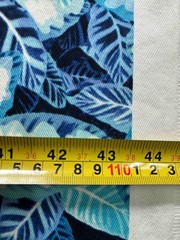 Tropical Leaf Stretch Cotton Twill Fabric Remnant Blue White Coastal