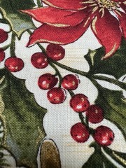 Woodland Christmas Fabric by Fabri-Quilt 3 Yds Poinsettias Pinecones Berries
