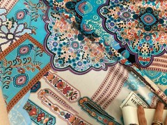 Bright Tribal Geometric Aztec Native style Bohemian Boho Dress Fabric 60″ YD