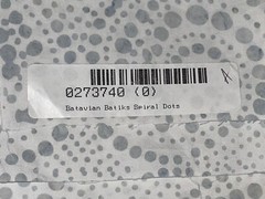 1 Yd Batavian Batiks Cotton Quilt Store Fabric Gray and White Spiral Dots