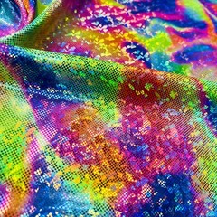 Abstract Multicolor Metallic Print Spandex Fabric Stretch by Yard for Swimwear
