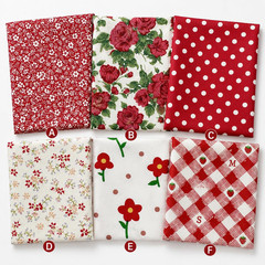 Red Floral Fabric Squares 5X5 Inch, 42 Pcs 100% Cotton Charm Packs for Quilting,