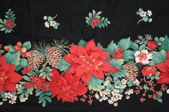 60 INCH WIDE DOUBLE CHRISTMAS FLORAL BORDER BY JOAN KESSLER – 100% COTTON FABRIC