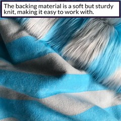 Cheshire Cat Blue Gray Quality Faux Fur Shag Fabric Piece Choose size Striped