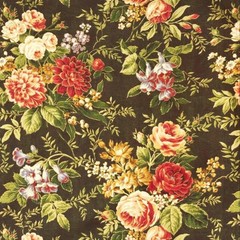 Richloom Vintage Floral HUNTER GREEN Cotton Drapery Curtain Pillow Sewing Fabric
