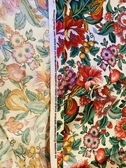Teflon Polished Finish Fabric Floral Fruit Large Scale Stanley King Vintage B