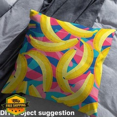 Manfei Banana Pattern Fabric Yellow Pink 1 Yard