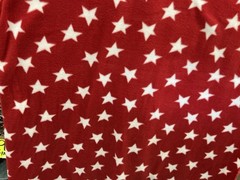 Red American White Stars Print Fleece Fabric – 60″ Wide – Sold by The Yard