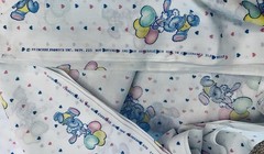 VTG 80`s Blue Bunnies w/Heart Balloons Pastel Stripes Princess Fabrics #233 BTFQ