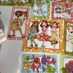 Loralie Harris Cotton Quilting Fabric Panel Cut Lot Wanna Beach Hawaii Character