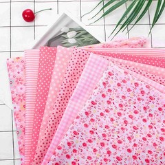 7-Pack 25x25cm Cotton Fabric DIY Assorted Pre-Cut Bedding Kit (Pink)