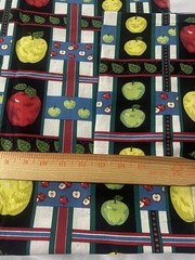 Vintage Springs cotton apple print fabric remnants/2 pieces 76 x 20 & 40 x 24″