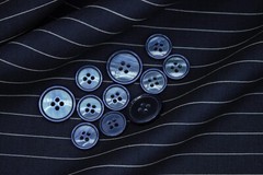 Navy blue pinstripe with Iridescence effects Cotton suiting fabric & buttons.