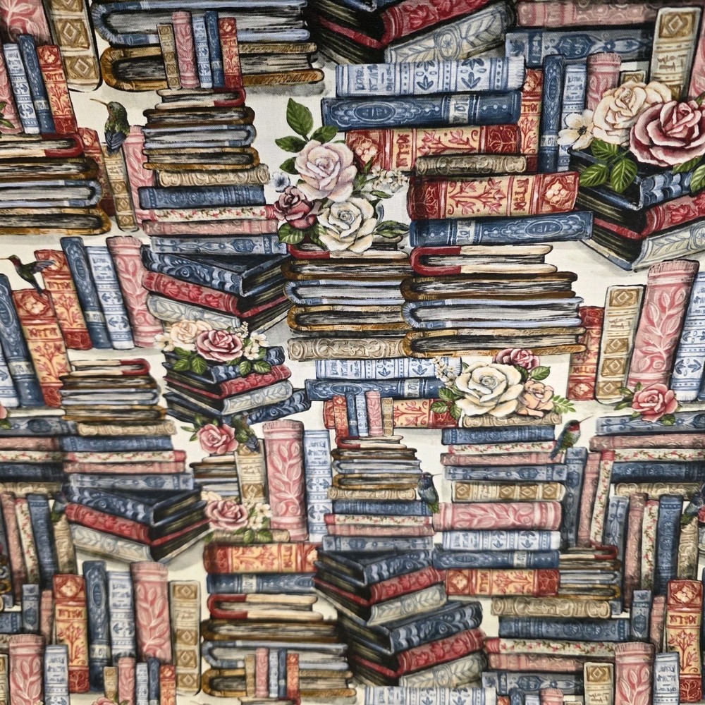 “Prose & Poetry” from ‘Tea & Poetry’ Books & Roses Cotton Shirting from Camelot