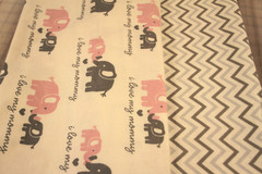 1 1/2 Yds each “Love Mommy” by Springs Flannel + Cordinating Cheveron Fabric