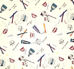 VTG SPRINGS INDUSTRIES Dental Themed Fabric 62″ wide BTY – Pre-Owned/Unused