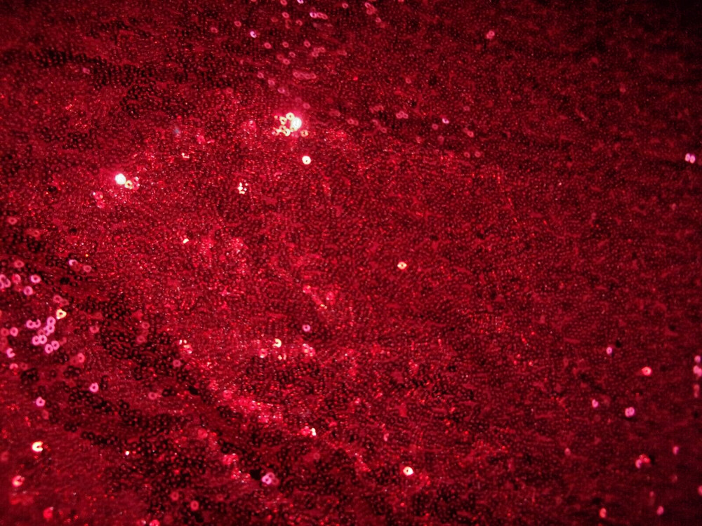 Sequin Mini / Small Disc Red fabric table cover Christmas 5 Ct 50″ x 50″ pieces