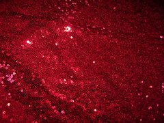 Sequin Mini / Small Disc Red fabric table cover Christmas 5 Ct 50″ x 50″ pieces