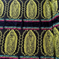 3 or 6 yards Embroidered Mexican Virgin of Guadalupe Cambaya Fabric 100% acrylic