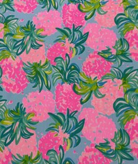Lilly Pulitzer Pebbled Crepe Polyester Fabric Pineapple Shake 36″ X 57″