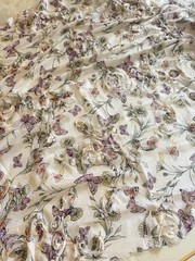 Floral Fabric 4pc Lot, Premium Tulle, Organza, 3D & Pleated Chiffon 8+Yds