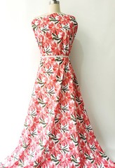 55” Wide By Yard Pink Floral Dress Fabric Soft Viscose Poplin Material Sewing