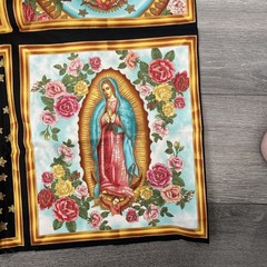 Metallic Our Lady of Guadalupe 100% COTTON fabric panel 24 x 44 Inner Faith