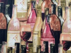 cotton fabric Valley Wine Bottles By Susan Winget 43”x 36” 595