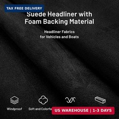 Babnecl Suede Auto Headliner Fabric 75″ L × 60″ W with Foam Backing – Tube Packa