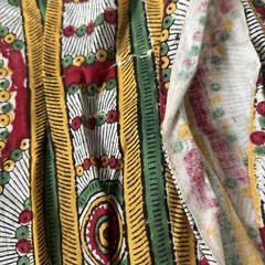 Vintage Cotton Blend Fabric Remnant Ethnic Tribal Peasant Geometric 34 W x 135 L
