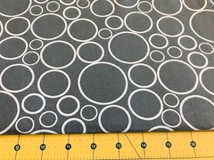 White Circles on Gray 22” X 44” 100% cotton fabric #2461a