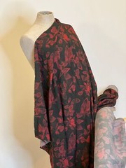 Cotton Poplin Floral Print Pantone Gadget Gray Marsala Tigerlily Tricolor Fabric
