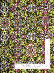 Geometric Fabric Kaleidoscope Green Where in the World Cotton by Benartex Yard