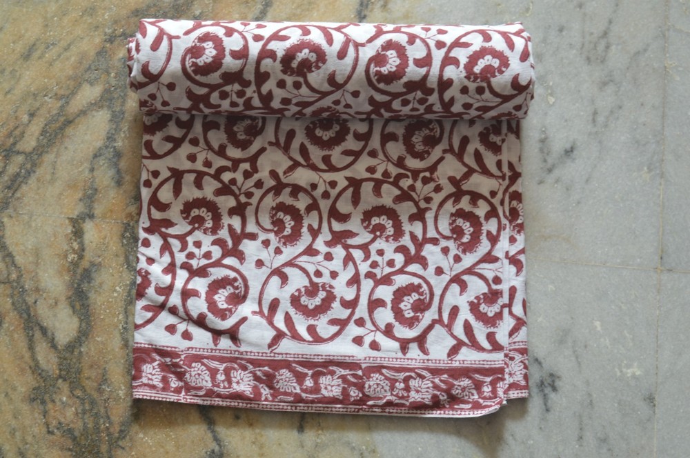 Floral Hand Block 7 Yard 100%Cotton Fabric NO TARRIF CHARGES 100%✅ZK-382