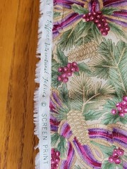 Vtg Hoffman International Fabrics Screen Print Boughs Of Holly 64×44 Upholstery