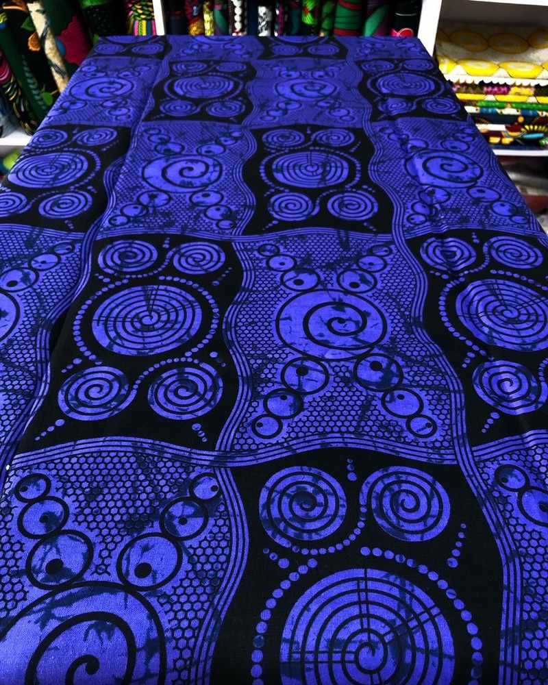 Ankara Big Print Blue/Black Geometric 5yards