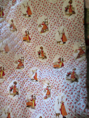 VTG Holly Hobbie Fabric American Greetings Red White Yellow 6 yds x 42 in
