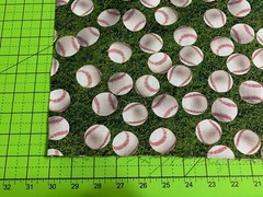 Fabric Baseball on Green grass on KAUFMAN Cotton 1/4 Yard 3347