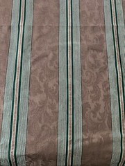 VTG Stanley King Fabricut Upholstery Fabric 3.5 yards Taupe Green Stripe Brocade