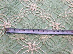creamy jade green vtg chenille bedspread fabric 17″ x 25″ quilt material