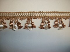 Designer Trim Taupe White Tassels 2.50″ Drop Drapery Upholstery