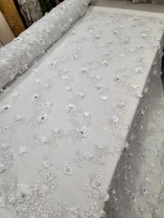 Gray Soft Silky Poly Chiffon Fabric By The Yard – Sheer Clear Sequin Embroidery