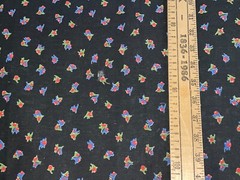 By 1/2 Yd Vintage Red Blue Green Flower Buds on Black Floral Cotton Fabric BTHY