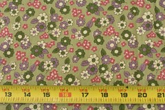By 1/2 Yd, Lavender Cream Green & Pink Floral on Olive, Thimbleberries, V688