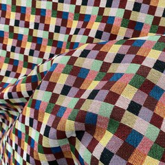 Gingham Checks Vintage French Jacquard Tapestry Upholstery Fabric Garment Sofa